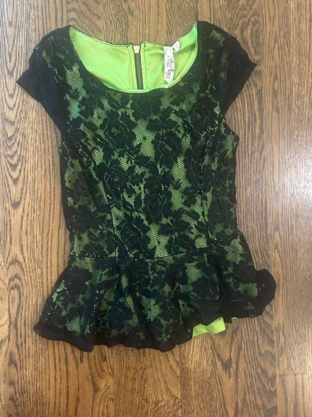 Neon Grunge Lace Peplum Top
